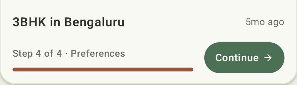 A listing draft in the Hestia app: 3BHK in Bengaluru, step 4 of 4